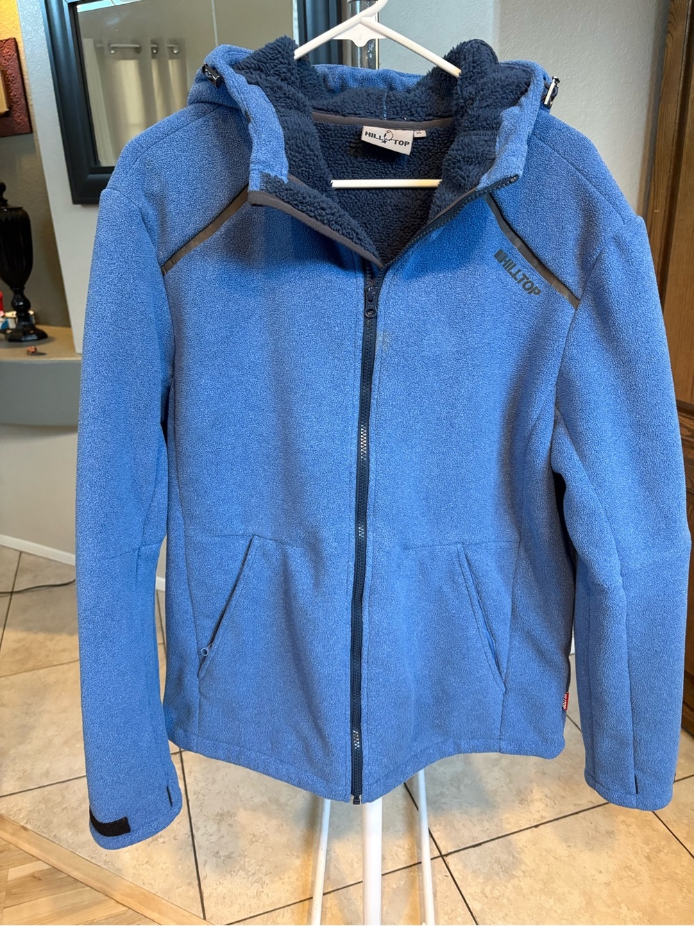 Hilltop Hooded Fleece Jacket Full Zip Blue Softshell Warm Work Outdoor Men's XL